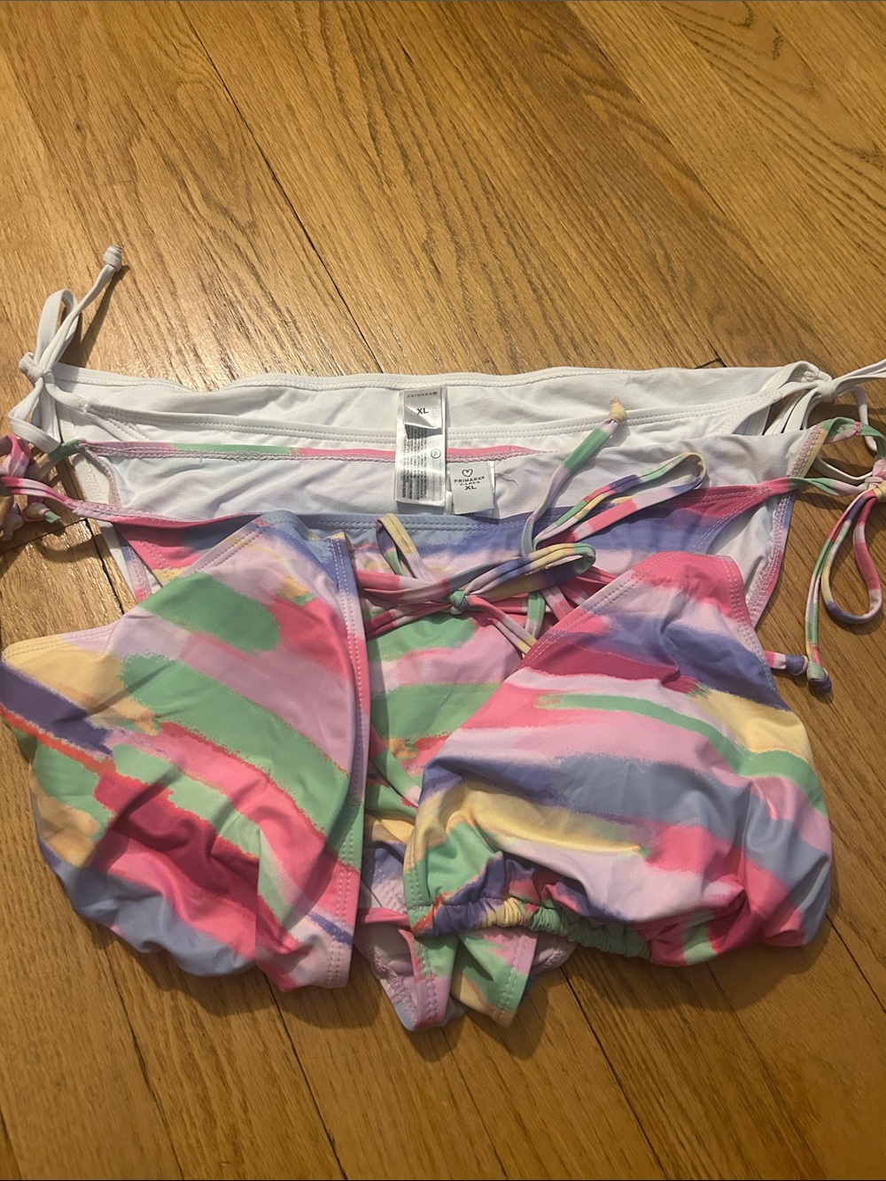 Primark Pastel Multicolor Stripe Tie-Side Bikini Set